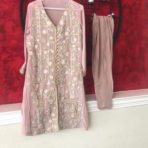 Silk shirt & pants on shirt embroidery